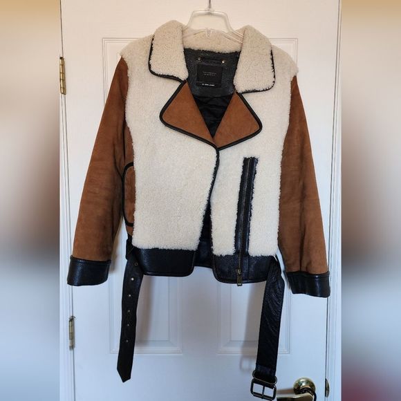 Scotch & Soda women's sheep hair and leather jacket size medium - Picture 5 of 16